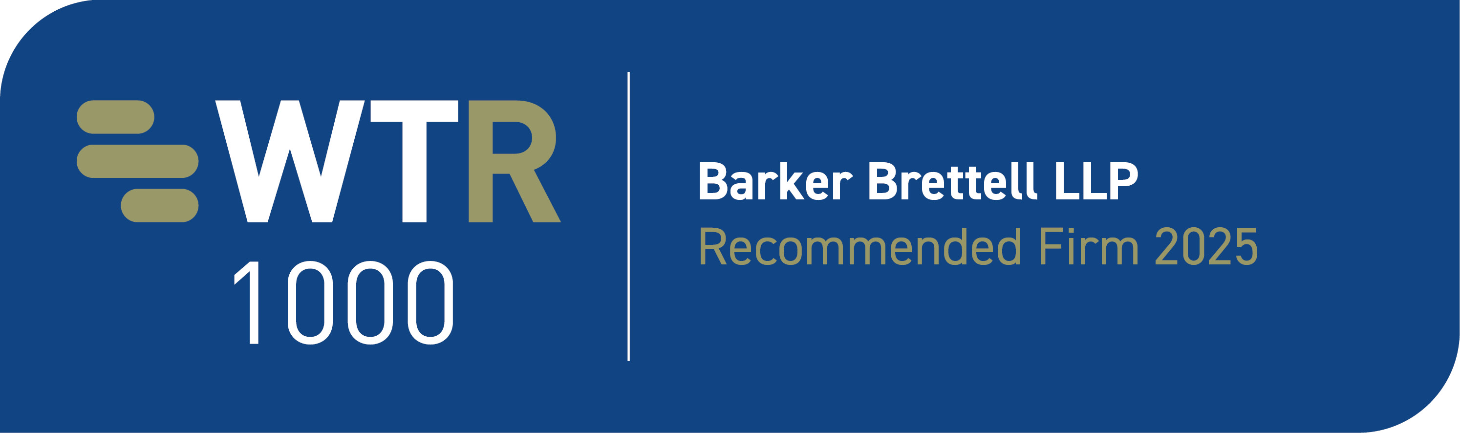 Global Recognition &Amp; Credentials 5 World Trade Mark Review 1000 Barker Brettell LLP Recommended Firm 2025 Award Graphic